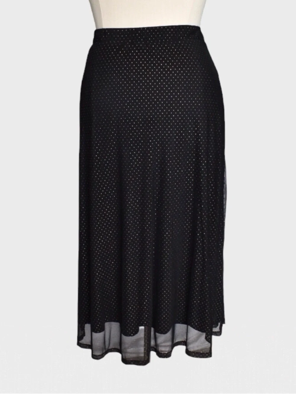 C Est‎ 1946 Shimmery Polka Dot Sheer Overlay Maxi Skirt